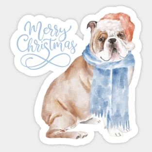Christmas Bulldog Sticker